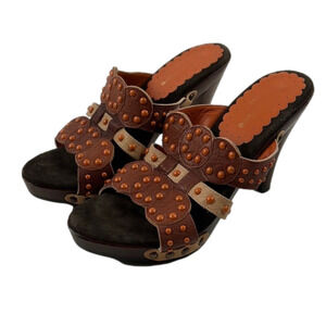 Isabella Fiore Women's Vintage 70's Slip On Embellished Mules size 7